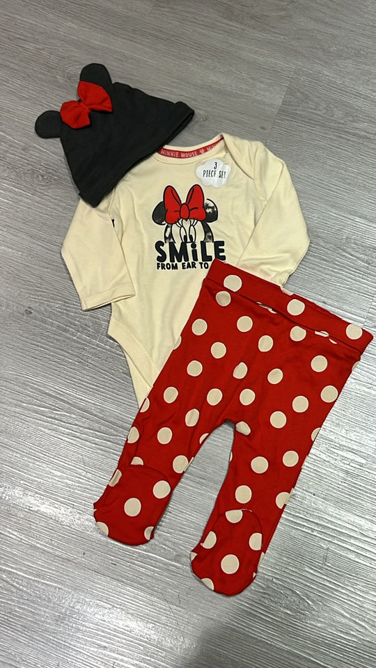 Disney Minnie Mouse Sleepsuits 3piece set(3-6m)